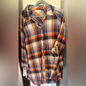 FSL Apparel boutique plaid flannel long sleeve  button down top